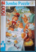 Image of the puzzle 1500, Jumbo, A Mad Tea Party, by Scott Gustafson, Complete, Picture of the box