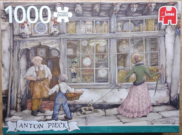 Image of the puzzle 1000, Jumbo, The Clock Shop, by Anton Pieck, Complete, Picture of the box