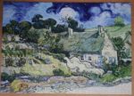 Image of the puzzle 1000, Bluebird, Thatched cottages at Cordeville, by Vincent van Gogh, Complete, Picture of the puzzle