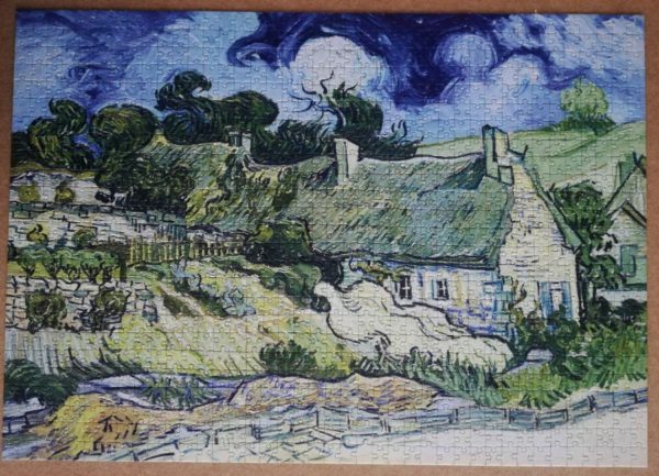 Image of the puzzle 1000, Bluebird, Thatched cottages at Cordeville, by Vincent van Gogh, Complete, Picture of the puzzle