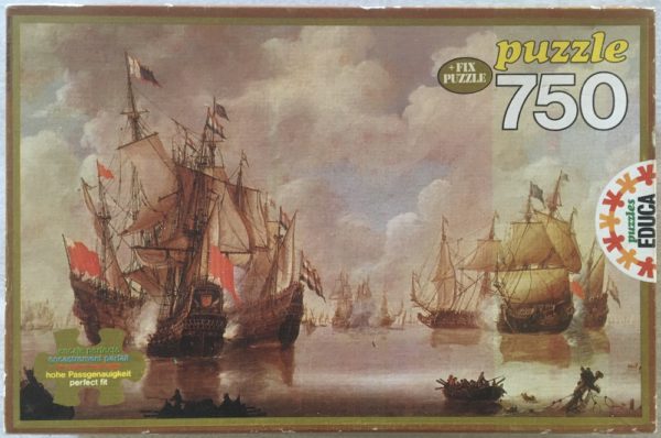 Image of the puzzle 750, Educa, Naval Battle, Willem van de Velde the Youunger, Sealed Bag, Picture of the box