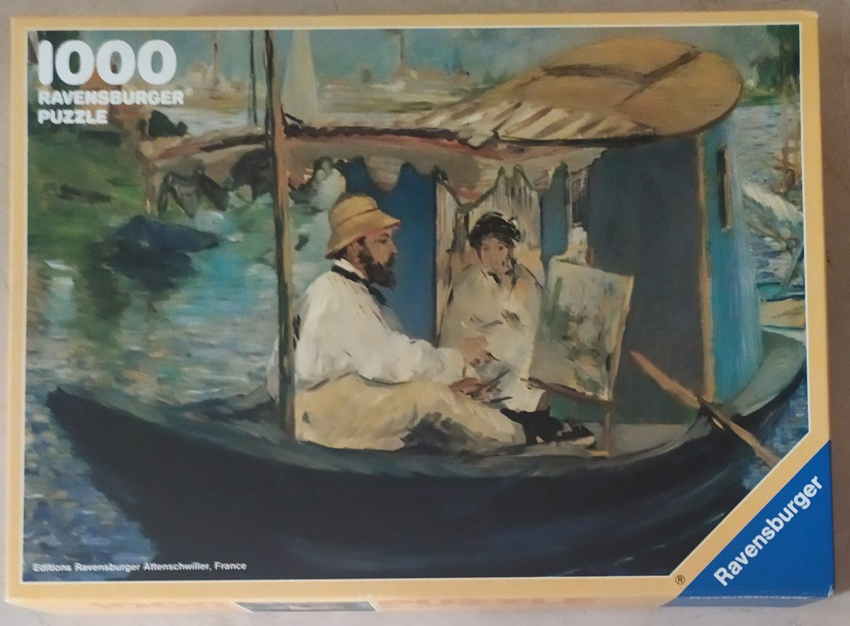 1000, Ravensburger, The Barque, by Édouard Manet, Sealed Bag, Listed by Barebrain Image of the puzzle 1000, Ravensburger, The Barque, by Édouard Manet, Sealed Bag, Picture of the box
