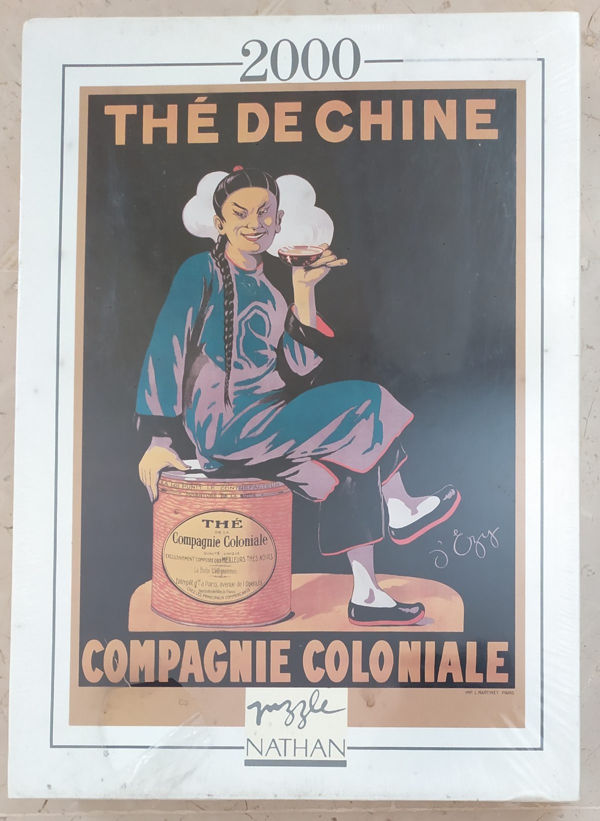 Image of the puzzle 2000, Nathan, Thé de Chine, D’Ezy, Factory Sealed, Picture of the box