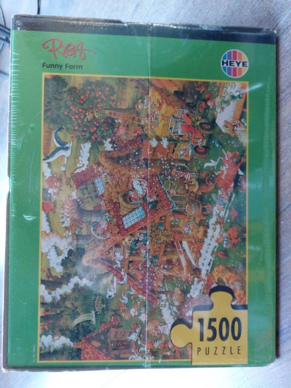 Image of the puzzle 1500, Heye, Funny Farm, Michael Ryba, Factory Sealed, Picture of the box