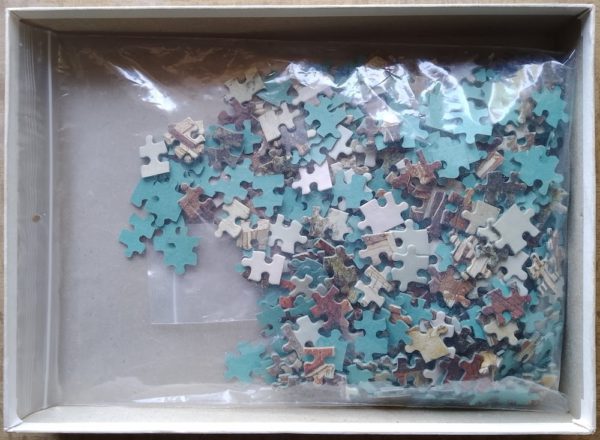 Image of the puzzle 480, White Horse, The Zuiderhavendijk, Enkhuizen, by Cornelis Springer, Complete, Picture of the bag