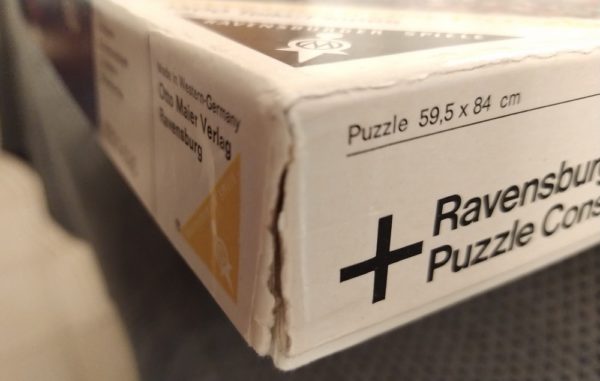 Image of the puzzle 1500, Ravensburger, The Battle of Alexander, by Albrchet Altdorfer, Sealed Bag, Picture of the corner