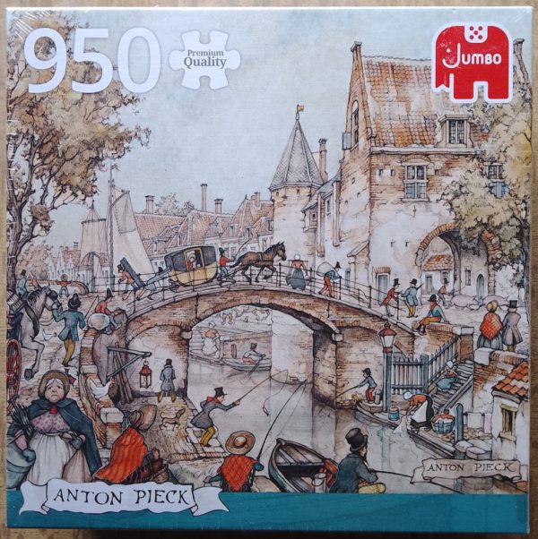 Image of the puzzle 950, Jumbo, Coach on the Bridge, by Anton Pieck, Factory Sealed, Picture of the box