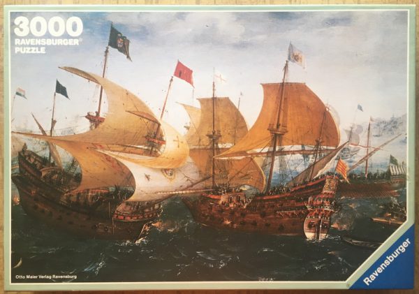 Image of the puzzle 3000, Ravensburger, Against the Spanish Armada, by Aert Anthonisz, Complete, Picture of the box