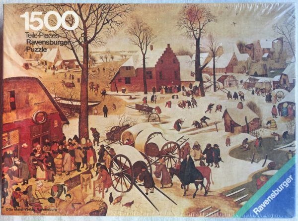 Image of the puzzle 1500, Ravensburger, Winter Scene, by Pieter Brueghel the Younger, Factory Sealed, Picture of the box
