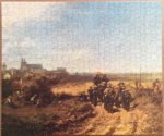 Image of the puzzle 600, F.X. Schmid, Walk with the Institute, by Carl Spitzweg, Complete, Picture of the puzzle