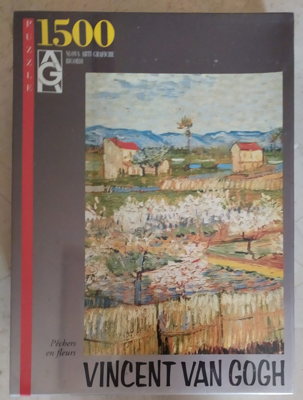 Image of the puzzle 1500, Ricordi, Peach Trees in Blossom, Vincent van Gogh, Factory Sealed, Picture of the box