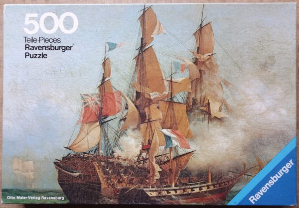 Image of the puzzle 500, Ravensburger, The "Kent" is Lost, by Ambroise Louis Garneray, Complete, Picture of the box
