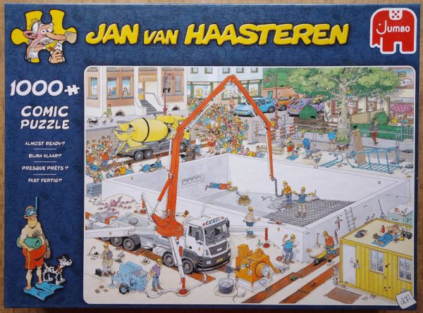 Image of the puzzle 1000, Jumbo, Almost Ready?, Jan van Haasteren, Complete, Picture of the box
