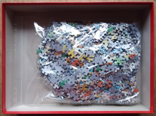 Image of the puzzle 1000, Jumbo, Almost Ready?, Jan van Haasteren, Complete, Picture of the bag