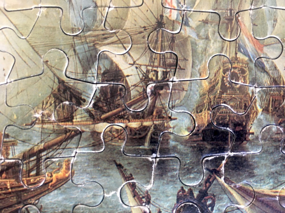 247, Egel, The Battle of Terheide, by Jan Abrahamsz Beerstraten, Complete, Listed by Vintage Art Puzzles Image of the puzzle 247, Egel, The Battle of Terheide, by Jan Abrahamsz Beerstraten, Complete, Detail of the puzzle