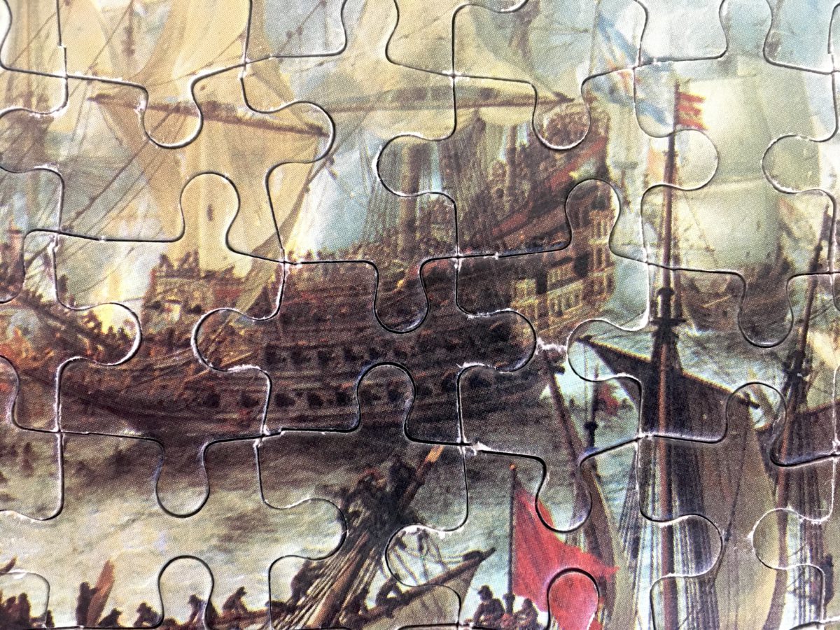 247, Egel, The Battle of Terheide, by Jan Abrahamsz Beerstraten, Complete, Listed by Vintage Art Puzzles Image of the puzzle 247, Egel, The Battle of Terheide, by Jan Abrahamsz Beerstraten, Complete, Detail of the puzzle