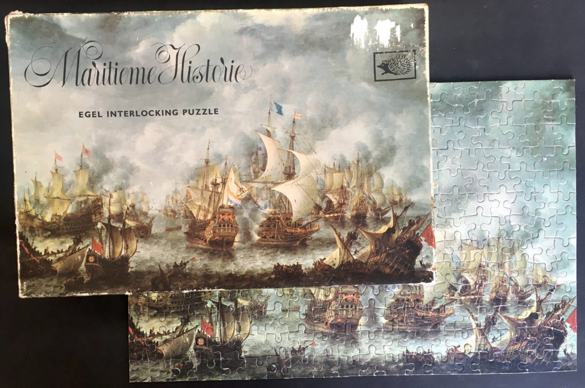 247, Egel, The Battle of Terheide, by Jan Abrahamsz Beerstraten, Complete, Listed by Vintage Art Puzzles Image of the puzzle 247, Egel, The Battle of Terheide, by Jan Abrahamsz Beerstraten, Complete, Picture of the box