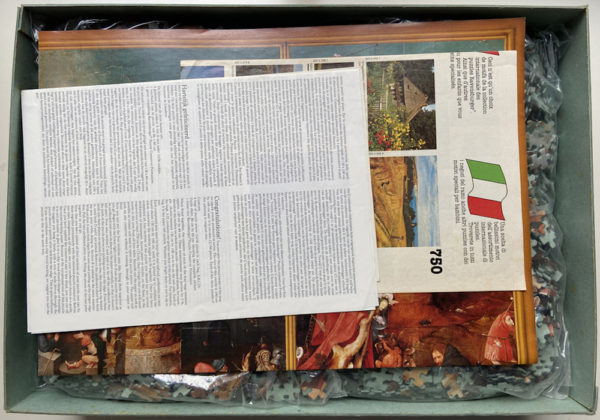 Image of the puzzle 12000, Ravensburger, The Temptation of Saint Anthony, by Hieronymus Bosch, Sealed Bag, Picture of the contents