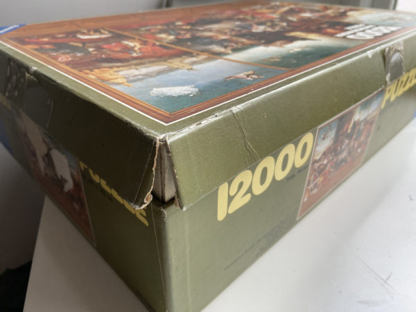 Image of the puzzle 12000, Ravensburger, The Temptation of Saint Anthony, by Hieronymus Bosch, Sealed Bag, Picture of the corner