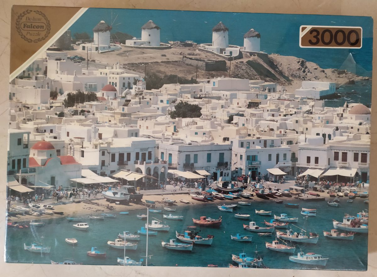 3000, Falcon, Mykonos, Greece, Factory Sealed, Listed by Barebrain Image of the puzzle 3000, Falcon, Mykonos, Greece, Factory Sealed, Picture of the box