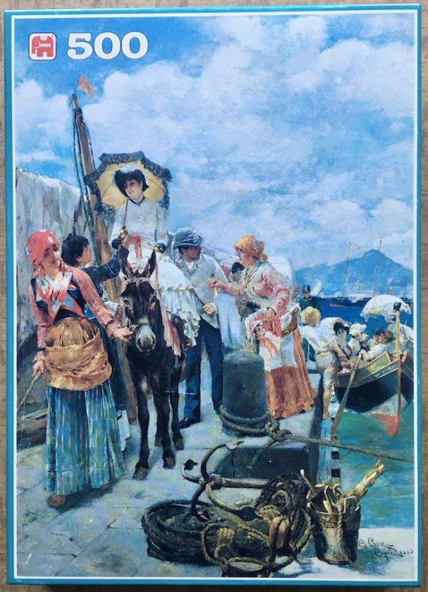 Image of the puzzle 500, Jumbo, On the Quay at Capri, by Giulio Cervi, Complete, Picture of the box