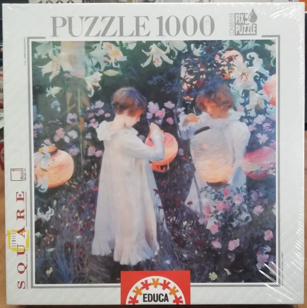 Image of the puzzle 1000, Educa, Carnation, Lily, Lily, Rose, by John Singer Sargent, Factoy Sealed, Picture of the box