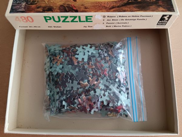 Image of the puzzle 480, White Horse, Rubens en Helène Fourment, by Rubens, Complete, Picture of the bag