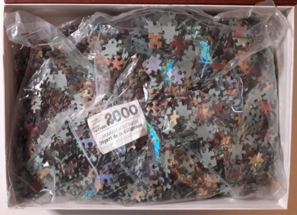 Image of the puzzle 2000, Nathan, Stagecoach Departure, by Abraham Solomon, Sealed Bag, Picture of the bag