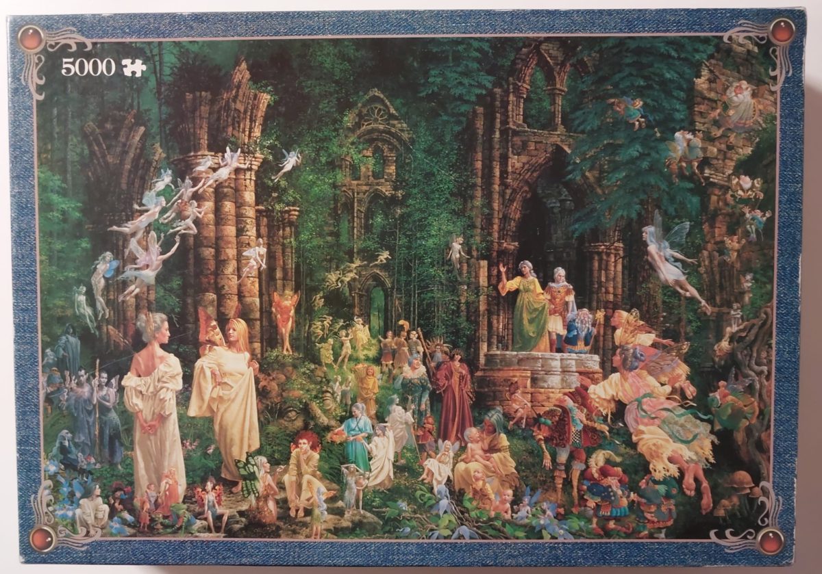 5000, Jumbo, Court of the Fairies, by James Christensen, Sealed Bag, Listed by Vanesa Image of the puzzle 5000, Jumbo, Court of the Fairies, by James Christensen, Sealed Bag, Picture of the box