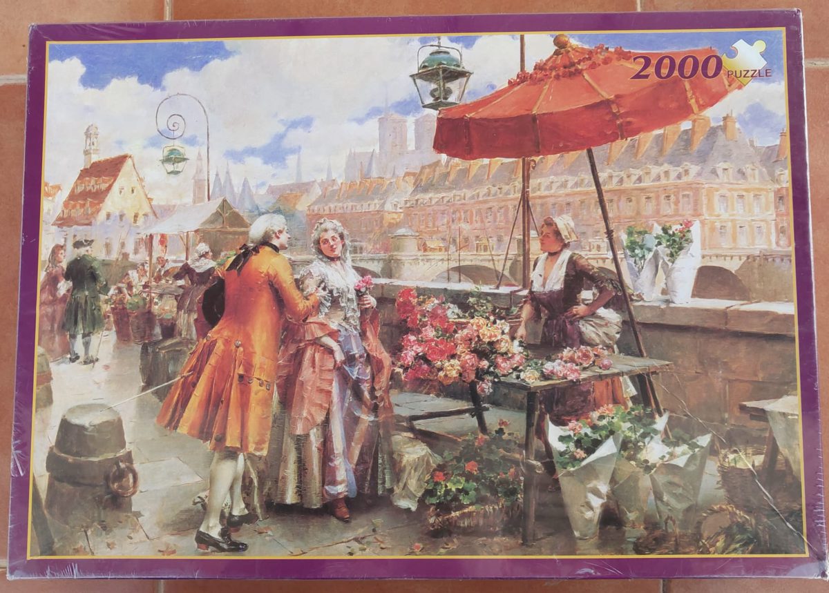 Image of the puzzle 2000, Fame, The Flower Seller, Henri Victor Lesur, Factory Sealed, Picture of the box