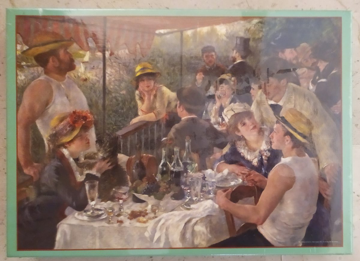 1000, Express Gifts, Luncheon of the Boating Party, by Pierre-Auguste Renoir, Factory Sealed, Listed by Barebrain Image of the puzzle 1000, Express Gifts, Luncheon of the Boating Party, by Pierre-Auguste Renoir, Factory Sealed, Picture of the box