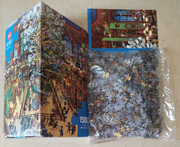 Image of the puzzle 1500, Heye, Library, Uli Oesterle, Sealed Bag, Picture of the bag