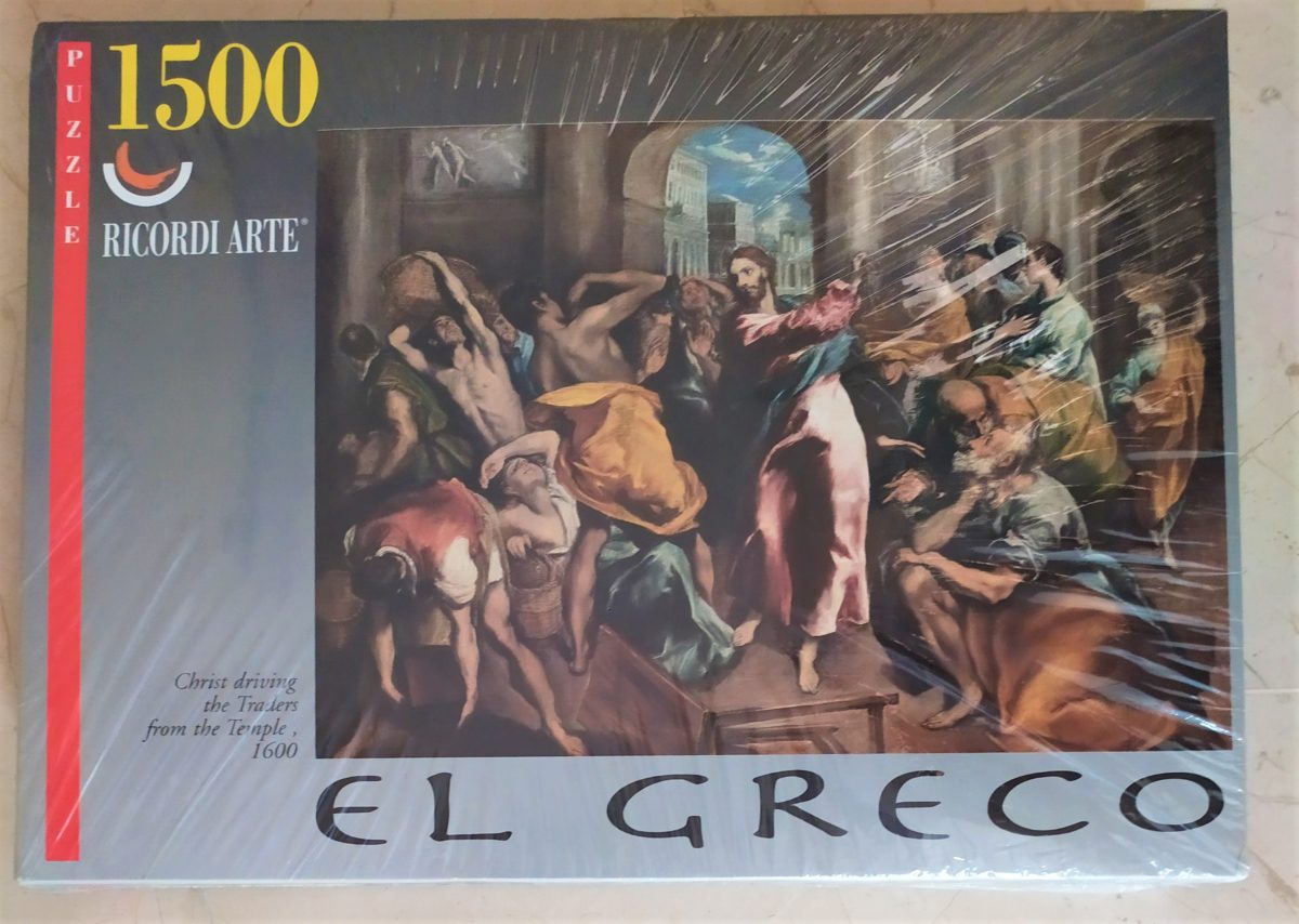 Image of the puzzle 1500, Ricordi, Christ driving the Traders from the Temple, by El Greco, Factory Sealed, Picture of the box