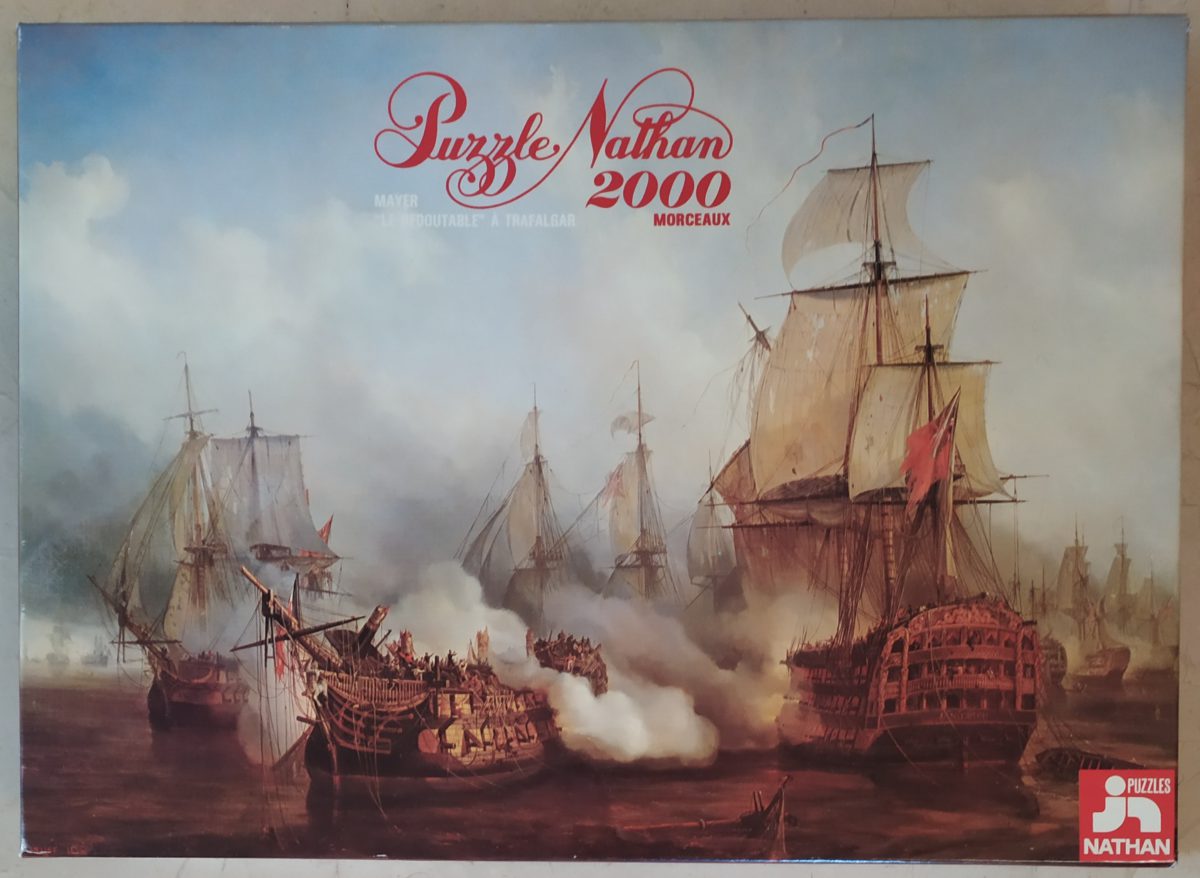2000, Nathan, The Redoutable at Trafalgar, by Auguste Mayer, Sealed Bag, Listed by Barebrain Image of the puzzle 2000, Nathan, The Redoutable at Trafalgar, by Auguste Mayer, Sealed Bag, Picture of the box