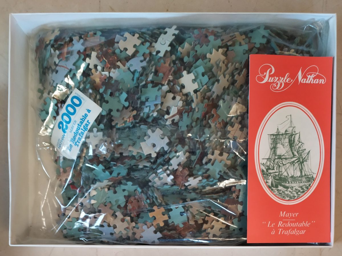 Image of the puzzle 2000, Nathan, The Redoutable at Trafalgar, by Auguste Mayer, Sealed Bag, Picture of the bag