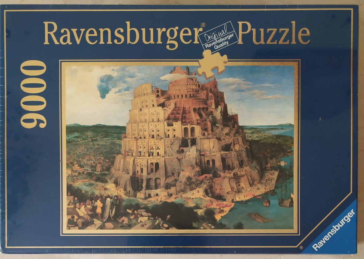 9000, Ravensburger, The Tower of Babel, by Pieter Bruegel the Elder, Factory Sealed, Listed by Barebrain Image of the puzzle 9000, Ravensburger, The Tower of Babel, by Pieter Bruegel the Elder, Factory Sealed, Picture of the box