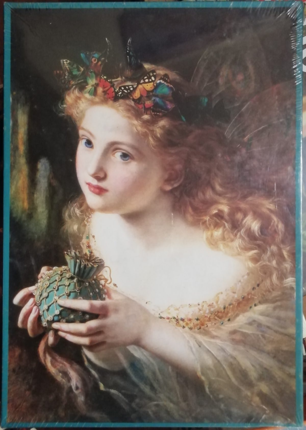1000, Past Times, Take the Fair Face of Woman, by Sophie Anderson, Factory Sealed, Listed by Morgana Image of the puzzle 1000, Past Times, Take the Fair Face of Woman, by Sophie Anderson, Factory Sealed, Picture of the box