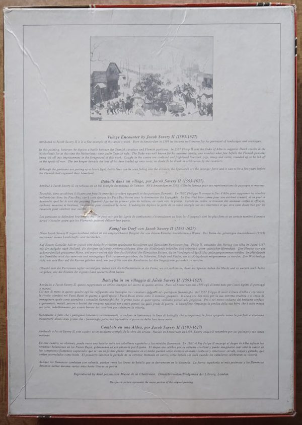 Image of the puzzle 1000, Falcon, Village Encounter, by Roelandt Savery, Complete, Picture of the back