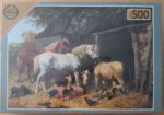 Image of the puzzle 500, Falcon, Farmyard Friends, by John Frederick Herring Jr., Factory Sealed, Picture of the box
