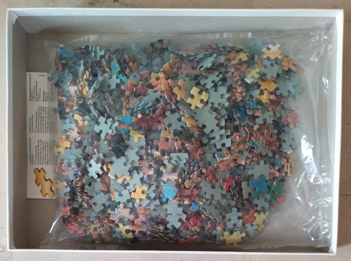 1000, Ravensburger, The Red Vineyards of Arles, by Vincent van Gogh, Sealed Bag, Listed by Barebrain Image of the puzzle Image of the puzzle 1000, Ravensburger, The Red Vineyards of Arles, by Vincent van Gogh, Sealed Bag, Picture of the bag