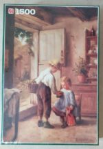 Image of the puzzle 1500, Jumbo, A Cozy Kitchen Scene, Sauvage, by Philippe François Sauvage, Factory Sealed, Picture of the box