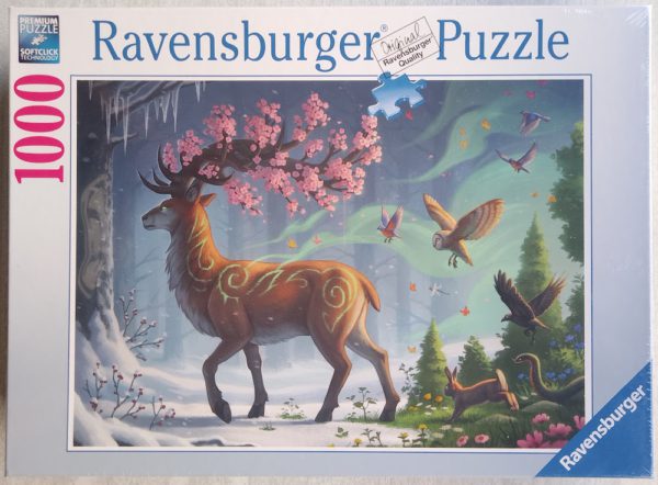 Image of the puzzle 1000, Ravensburger, Deer of Spring, by Jonas Jödicke, Factory Sealed, Picture of the box