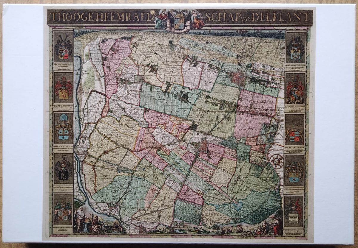 1000, Delfland, Map of Delfland, 1712, by Nicolaas Kruik, Complete, 2023-09-07 Image of the puzzle 1000, Delfland, Map of Delfland, 1712, by Nicolaas Kruik, Complete, Picture of the box