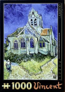 Image of the puzzle 1000, D-Toys, The Church at Auvers, Vincent van Gogh, Sealed Bag, Picture of the box