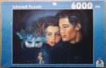 Image of the puzzle 6000, Schmidt, Mask in Blue, by Joy Caros, Sealed Bag, Picture of the box