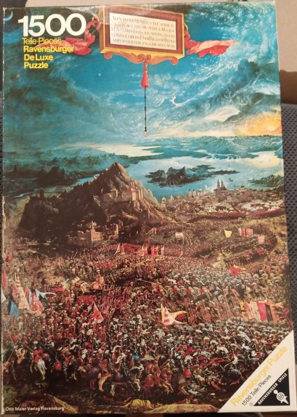 Image of the puzzle 1500, Ravensburger, The Battle of Alexander, by Albrchet Altdorfer, Sealed Bag, Picture of the box