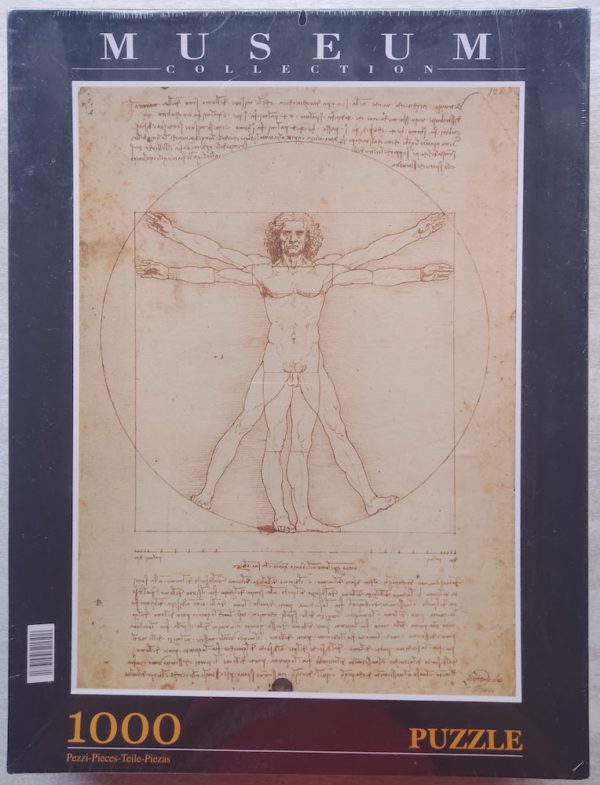 Image of the puzzle 1000, Clementoni, Vitruvian Man, by Leonardo da Vinci, Factory Sealed, Picture of the box