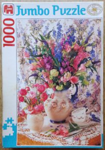 Image of the puzzle 1000, Jumbo, Garden Blooms, by Charles Colmer, Complete, Picture of the box