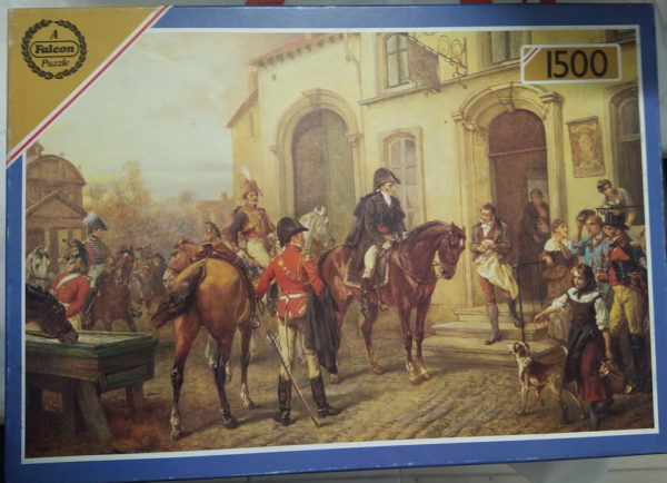 Image of the puzzle 1500, Falcon, Wellington at the Inn of Waterloo Village, by Robert Hillingford, Sealed Bag, Picture of the box