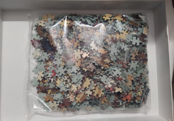 Image of the puzzle 1500, Falcon, Wellington at the Inn of Waterloo Village, by Robert Hillingford, Sealed Bag, Picture of the bag